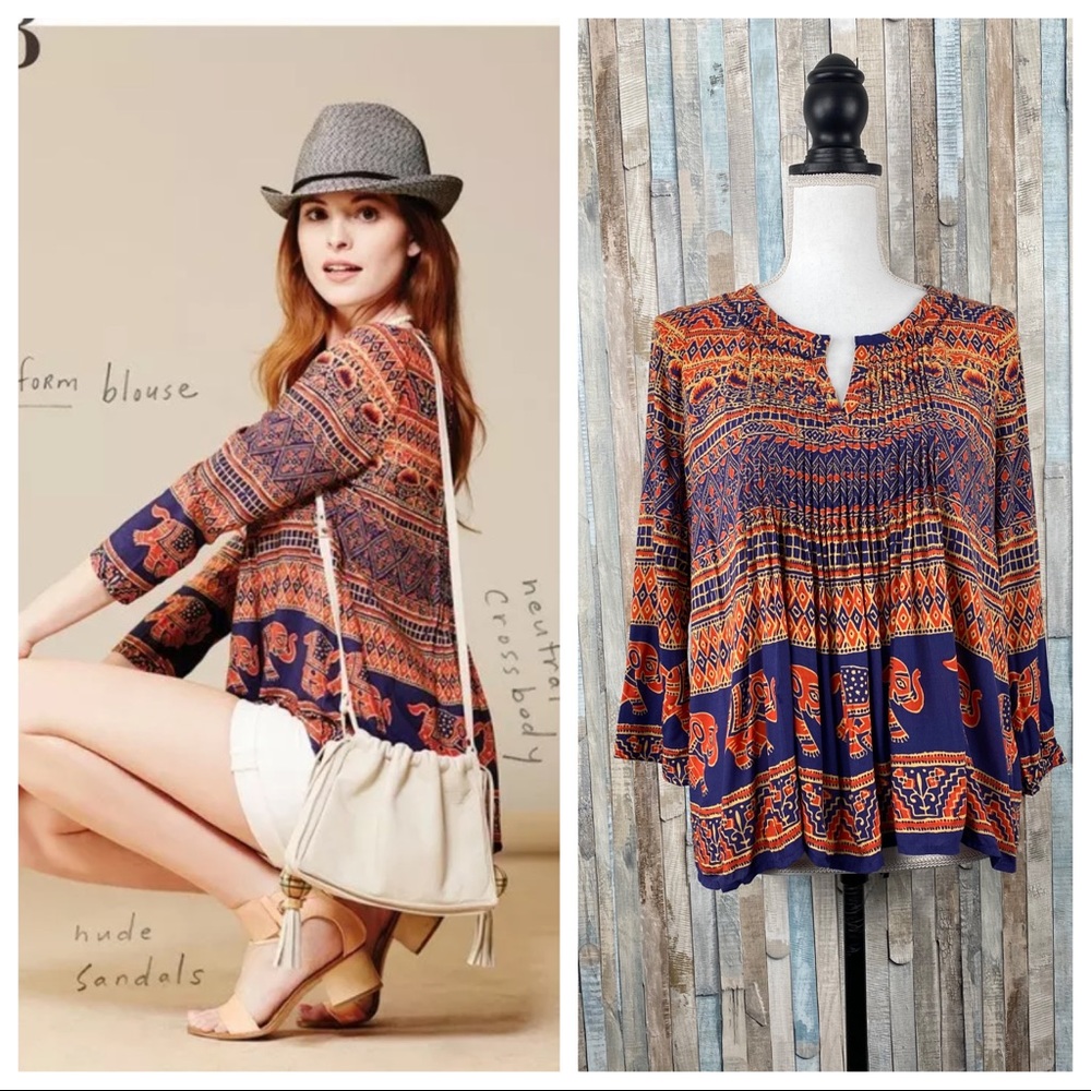 Anthropologie 2 Mahdia‎ Peasant Top Blouse Boho